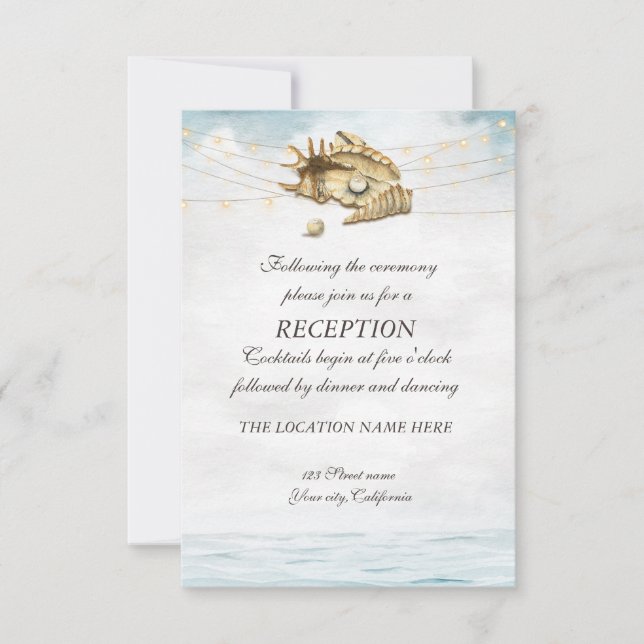 Invitación Recepción de guiones de luces de mar, conchas mari (Anverso)