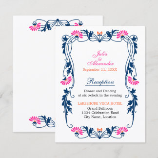 Invitación Recepción de hoja elegante floral y remolinos