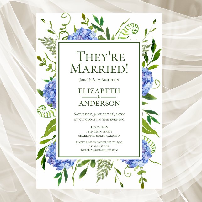 Invitación Recepción de Hydrangeas Azules (Subido por el creador)