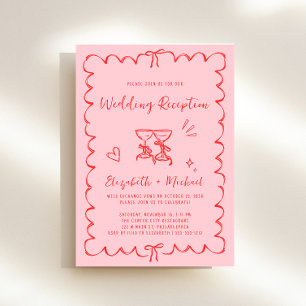 Invitación Recepción de la boda con marco ondulado de moda di