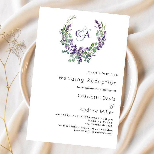 Invitación Recepción de la boda de escudo en un monograma vio (Subido por el creador)
