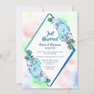 Invitación Recepción de la boda floral azul casada