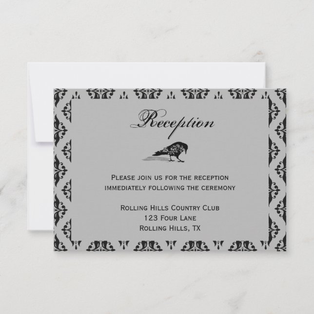 Invitación Recepción de la Boda Gótica Raven Negra (Anverso)