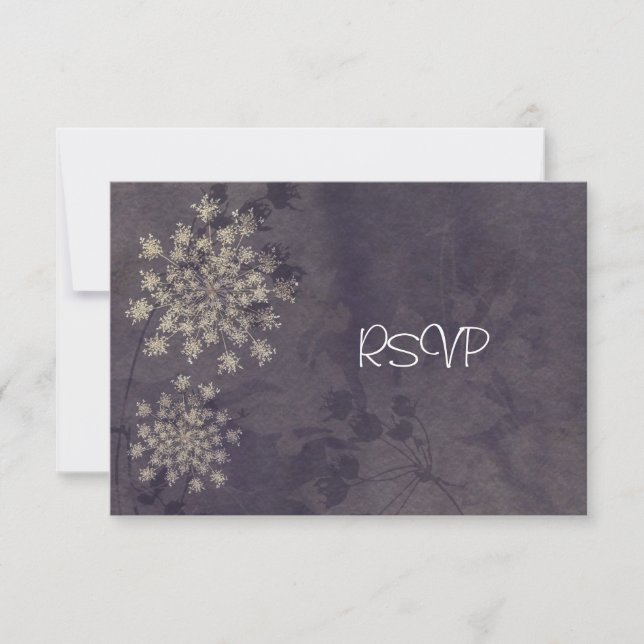 Invitación Recepción de la boda púrpura de encaje de Reina An (Anverso)