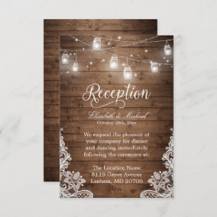 Invitación Recepción de la recepción de la Rustic Wood Mason 