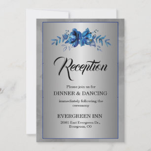 Invitación Recepción de la Velada Plateada con Floración Azul