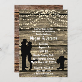 Invitación Recepción de luces de cuerda de madera de vaquero