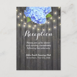 Invitación Recepción de madera de granero con Hortensia Azul