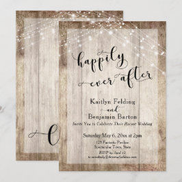 Invitación Recepción de Madera Rústica & Luces Felices para S