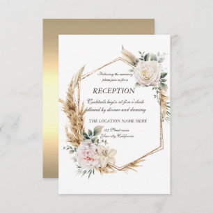 Invitación Recepción de marco dorado floral