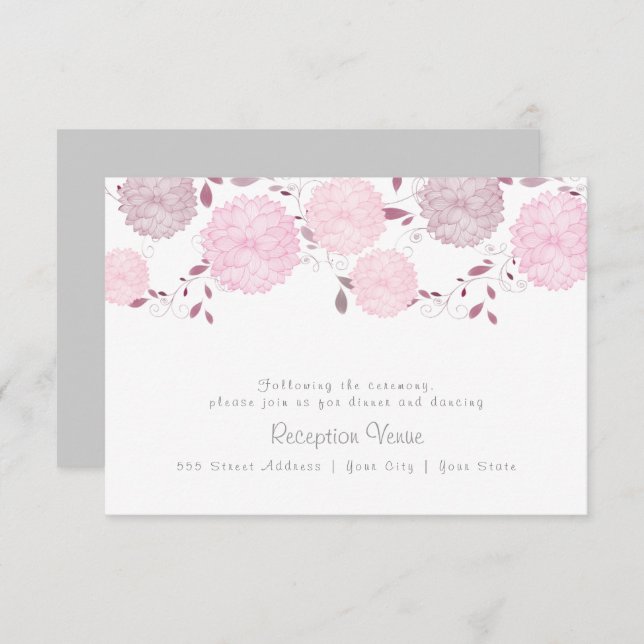 Invitación Recepción de mariposas y crisantemos rosas (Anverso / Reverso)