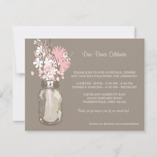 Invitación Recepción de Mason Jar & Wildflowers (Anverso)