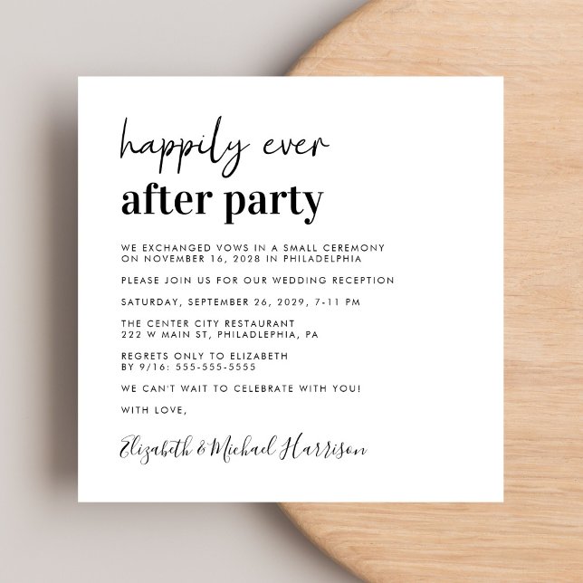 Invitación Recepción de matrimonio con foto de moda (From private vows to a grand party - invite family and friends to celebrate your marriage!)