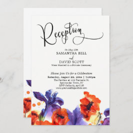 Invitación Recepción de matrimonio de color rojo morado flora