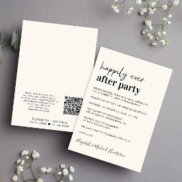Invitación Recepción de matrimonio de crema de código QR mode