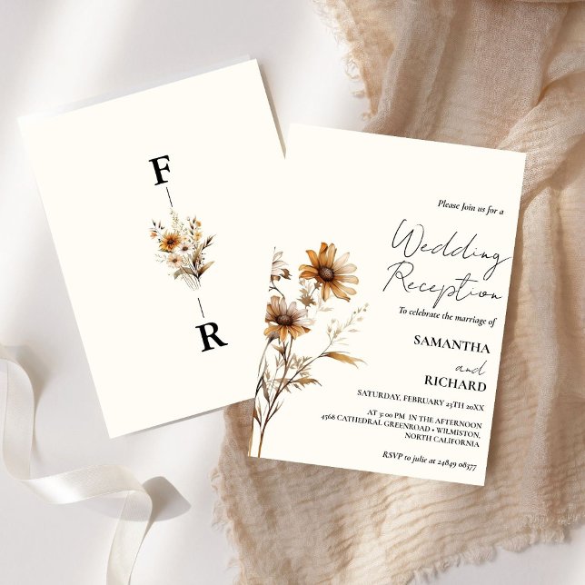 Invitación Recepción de matrimonio de flores silvestres en un (Subido por el creador)
