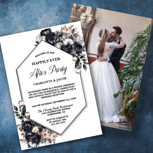 Invitación Recepción de matrimonio de fotos geométricas con f (Subido por el creador)