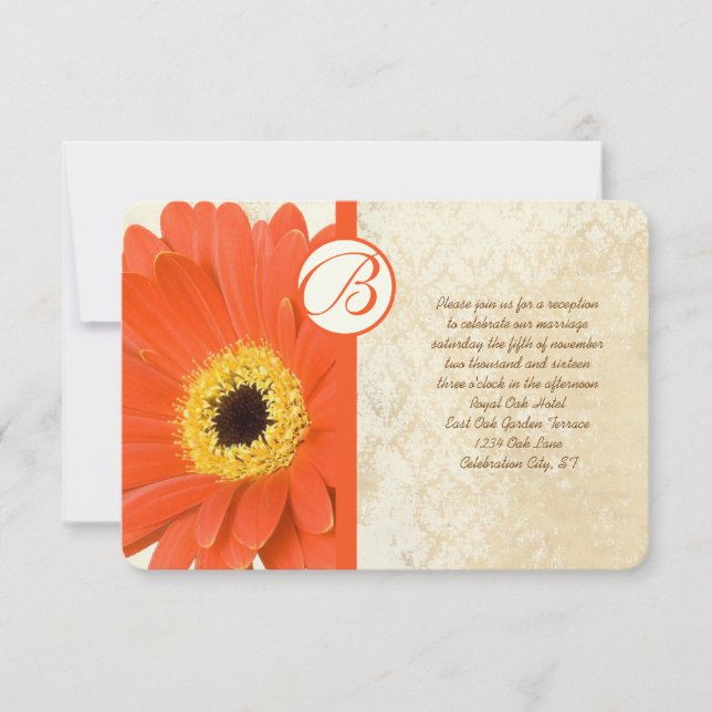 Invitación Recepción de matrimonio de Gerber de Damasco Vinta (Anverso)