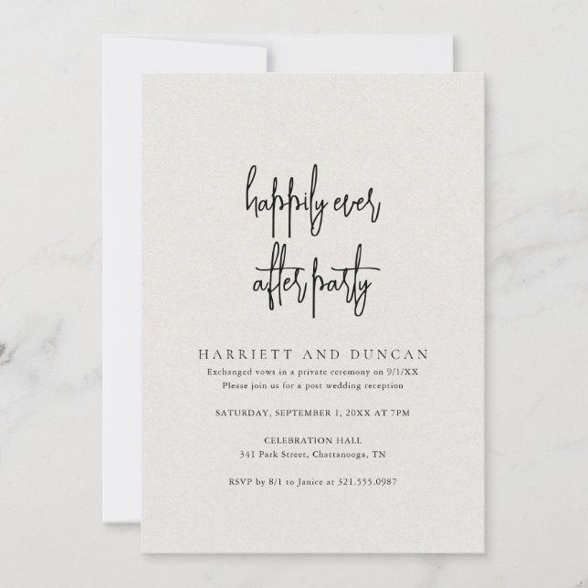 Invitación Recepción de matrimonio elegante de estilo beige n (Anverso)