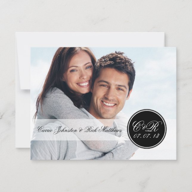 Invitación Recepción de matrimonio fotográfico monograma simp (Anverso)