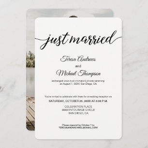 Invitación Recepción de matrimonio simple solo con foto casad