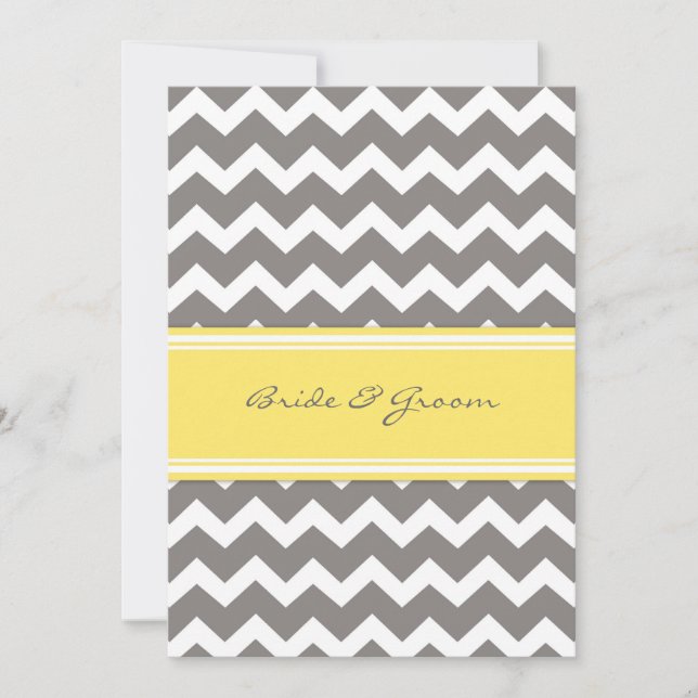 Invitación Recepción de matrimonio sólo Chevron amarillo gris (Anverso)