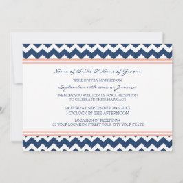 Invitación Recepción de matrimonio sólo Coral Azul Chevron