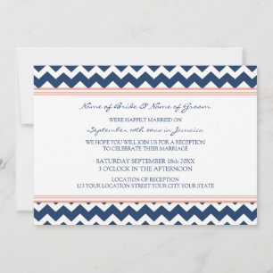 Invitación Recepción de matrimonio sólo Coral Azul Chevron