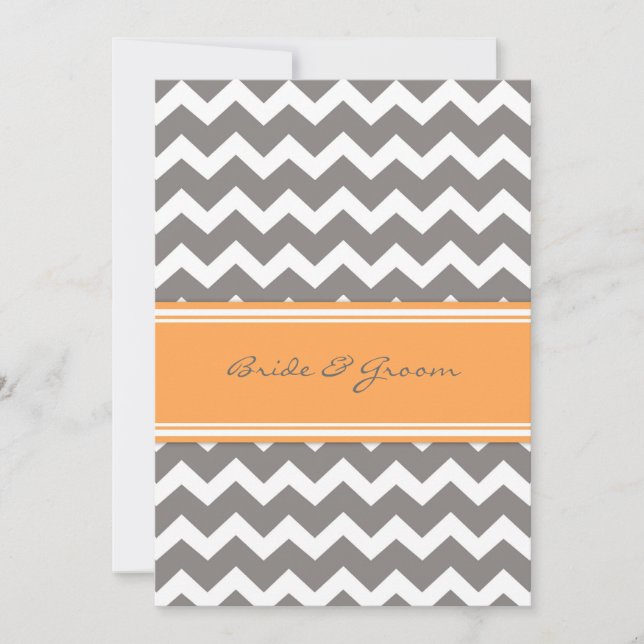 Invitación Recepción de matrimonio sólo Naranja gris Chevron (Anverso)