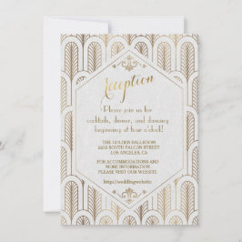 Invitación Recepción de oro blanco Art Déco de la gran Gatsby