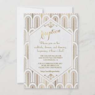 Invitación Recepción de oro blanco Art Deco Great Gatsby
