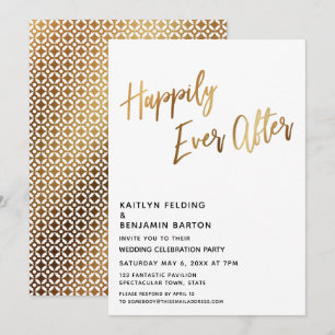 Invitación Recepción de oro de Moden Happily Ever After
