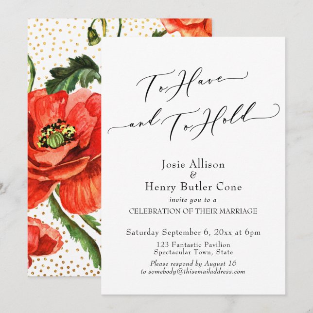Invitación Recepción de Para Tener y Para Mantener Amapolas y (Anverso / Reverso)