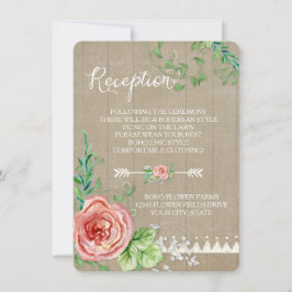 Invitación Recepción de picnic BOHO Aliento de bebé Rosa Gran