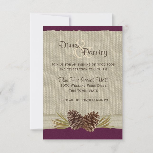 Invitación Recepción de Piñas y Arpillera Ciruela (Reverso)