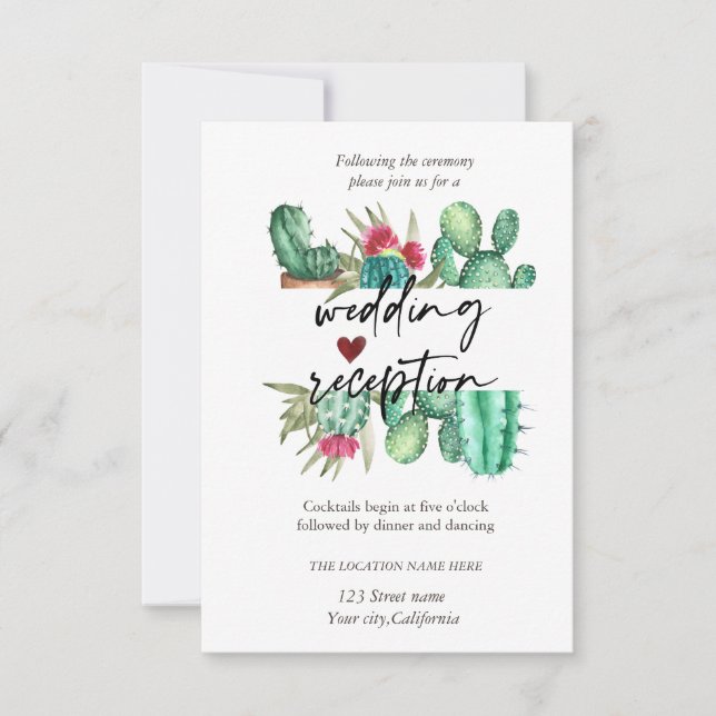 Invitación Recepción de puntos de cactus de acuarela  (Anverso)