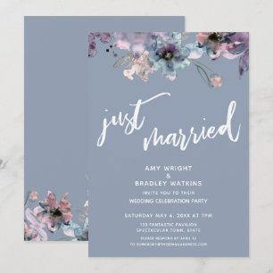 Invitación Recepción de recién casados con flores pintadas de
