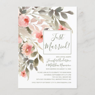 Invitación Recepción de Rosa Blush Acuarela Post-Boda