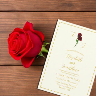 Invitación Recepción de Rosa de marfil de oro
