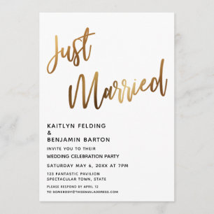 Invitación Recepción de Simple Boda Recién Casados con Caligr