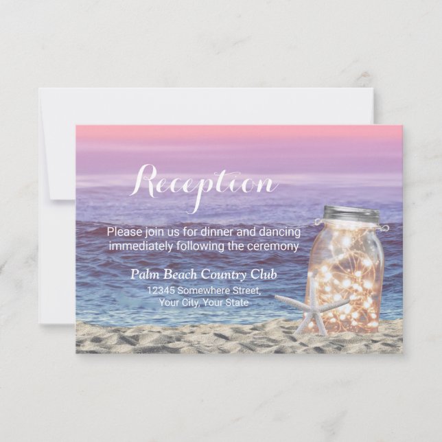 Invitación Recepción de Starfish & Mason Jar de Boda de Playa (Anverso)