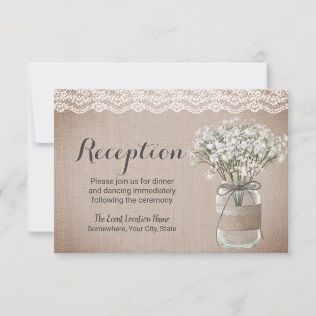 Invitación Recepción de tarro de mason floral rústico de arpi (Anverso)