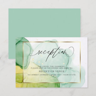 Invitación Recepción de Tintas Modernas Verdes y Dorados Vibr