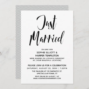 Invitación Recepción de tipografía en blanco y negro recién c