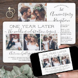 Invitación Recepción de un año de aniversario 4 Boda fotográf<br><div class="desc">Si circunstancias inesperadas han causado un aplazamiento de la recepción de tu boda, el primer aniversario es una oportunidad perfecta para celebrar un año después. Invite a la familia y amigos a un fiesta elegante y elegante que cumple 1° aniversario con esta moderna y elegante invitación de collage de 4...</div>