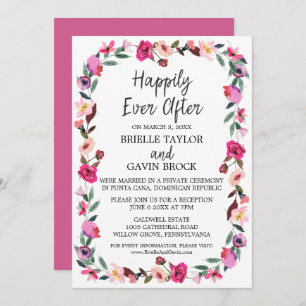 Invitación Recepción de Wreath Elopement Romántico Fairytale