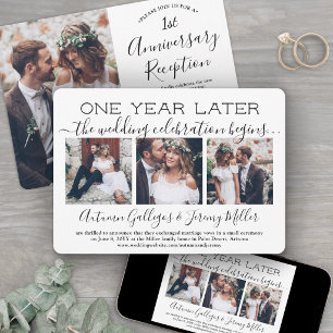 Invitación Recepción del Aniversario de un Año 4 Fotos Boda