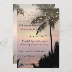 Invitación Recepción del atardecer de palmeras de bodas de pl