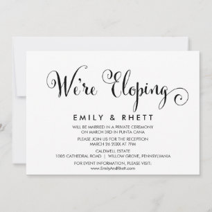 Invitación Recepción del Elopement de la caligrafía de Belle