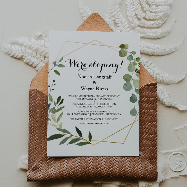 Invitación Recepción del Elopement de las hojas verdes tropic (Subido por el creador)